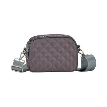 Annabel Trends AT Travel Quilted 3-Zip Crossbody Bag 18x14cm - Grey