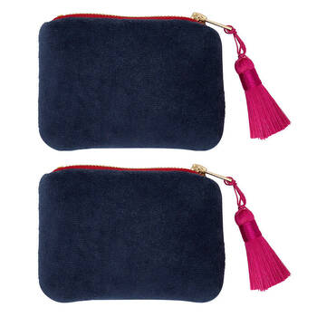 2PK Annabel Trends Velvet Zipped Coin Purse Wallet 12x8.5cm Sapphire Blue