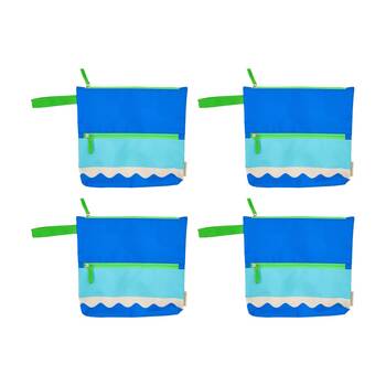 4PK Annabel Trends Beach Wet Clothing Pouch Riptide Bag 28.5cm x 28cm Blue