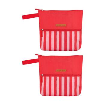 2PK Annabel Trends Beach Wet Clothing Pouch Bag 28.5cm x 28cm Red Stripe