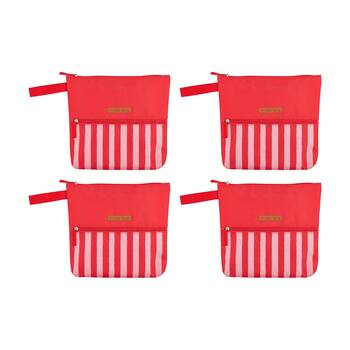 4PK Annabel Trends Beach Wet Clothing Pouch Bag 28.5cm x 28cm Red Stripe