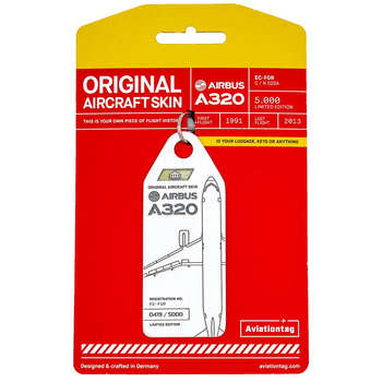 Aviationtag Airbus A320 Keychain 14.5cm Tag Iberia White