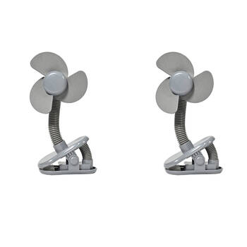 2PK Childcare Baby Pram/Stroller Clip on Battery Fan Grey