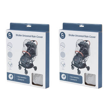 2PK Childcare Pram/Stroller Rain Cover and Wind Sheild Protector Clear