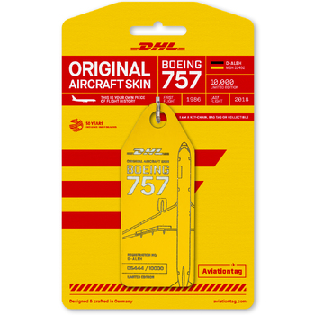 Aviationtag Boeing B757 DHL Keychain 14.5cm Tag Yellow