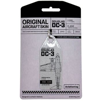 Aviationtag Douglas DC-3 Candy Bomber Keychain 14.5cm Tag Silver