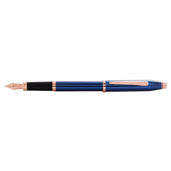 Cross Century II Fountain Pen Fine Nib Translucent Blue Lacquer/Rose Gold