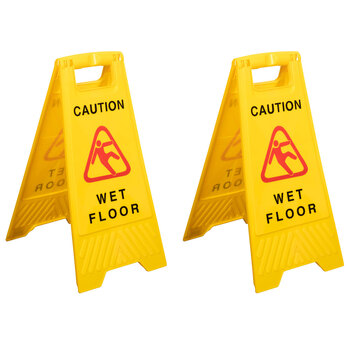 2PK Cleanlink 62cm Safety Floor Sign Wet Floor Caution Yellow