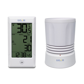 Explore Scientific Wireless Rain Guage w/ Indoor/Outdoor Temperature