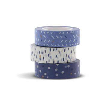 3pc Filofax 5m Washi Tape Art/Craft DIY Project Set Indigo