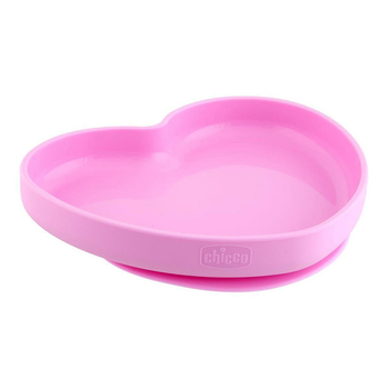 Chicco Nursing Silicone Heart-Shaped Plate Baby Feeding Pink 9m+