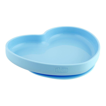 Chicco Nursing Silicone Heart-Shaped Plate Baby Feeding Teal 9m+