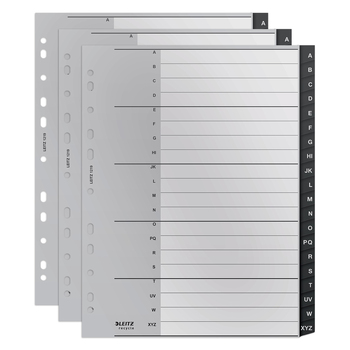 5PK Leitz PP Recycle Indices & Dividers A-Z Tab A4 File Organiser - Black