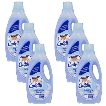 6PK Cuddly Laundry Liquid Fabric Softener Conditioner - Sunshine Fresh 1L