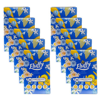 10x 40pc Fluffy Tumble Dryer Sheets Field Flowers Softens Fabrics Static-Free