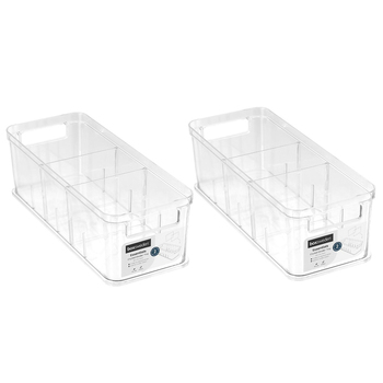 2PK Boxsweden Crystal 35x14cm Storage Tray Adjustable Dividers - Clear