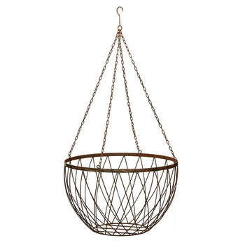 Hanging Basket Planter 60cm Metal Plant Holder w/ Hook - Brown