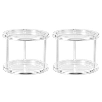 2PK Boxsweden 24.5cm Crystal 2-Tier Turntable Organiser - Clear
