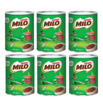6PK Nestle Milo Tin Can Malted Powdered Chocolate Drink 460g