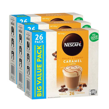 3x 26pc Nescafe Creamy & Frothy Caramel Latte Pack 442g Coffee Powder