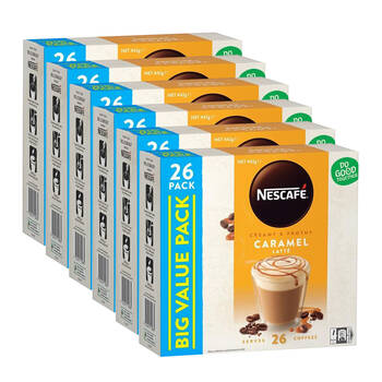 6x 26pc Nescafe Creamy & Frothy Caramel Latte Pack 442g Coffee Powder