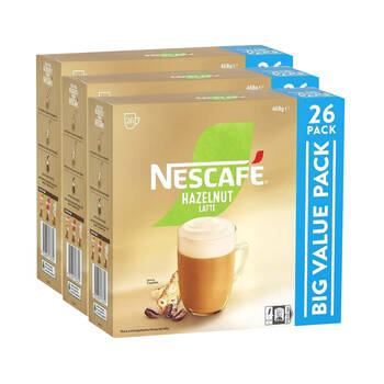 3x 26pc Nescafe Hazelnut Latte Pack 468g Instant Coffee Powder