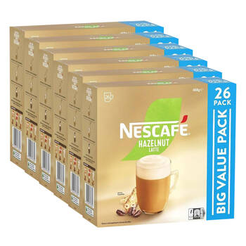 6x 26pc Nescafe Hazelnut Latte Pack 468g Instant Coffee Powder