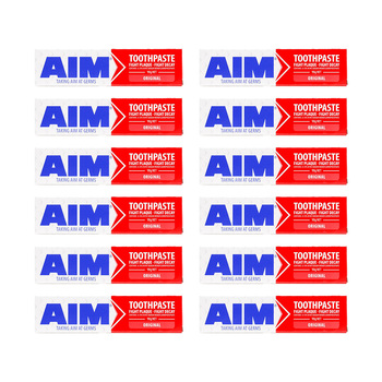 12PK Aim 90g Fluoride Toothpaste Tube Original Dental Oral Care