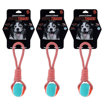 3PK Paws & Claws 24cm Super Tuggers Coiled Rope Tennis Tugger