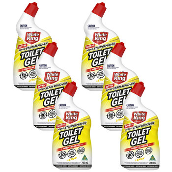 6PK White King Toilet Gel With Added Stain Remover Lemon 700ml