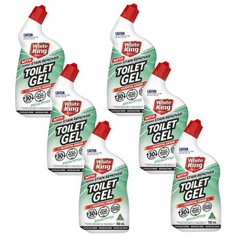 6PK White King Toilet Gel With Added Stain Remover Eucalyptus 700ml