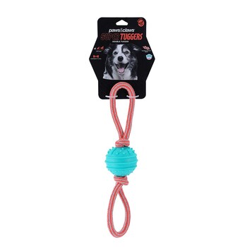 Paws & Claws 40cm Super Tuggers TPR Ball/Rope Double Tugger