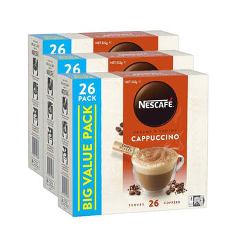 3x 26pc Nescafe Creamy & Frothy Cappuccino Pack 332g Coffee Powder
