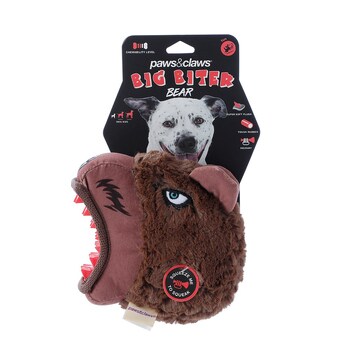 Paws & Claws Pet/Dog 17cm Big Biter Grizzly Bear TPR/Plush Toy w/ Squeaker