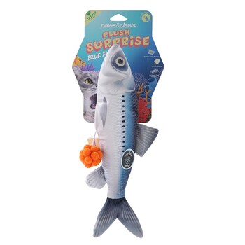 Paws & Claws Pet/Cat 30cm Plush Fish Surprise Toy - Blue
