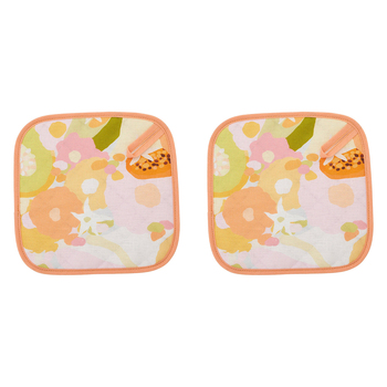 2PK Annabel Trends Linen Pot Holder Square 20x20cm - Tutti Fruitti