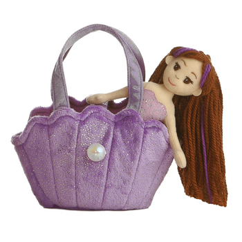 Fancy Pals 20cm Mermaid Brown Doll Plush Toy w/ Bag - Purple