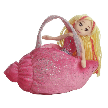 Fancy Pals 20cm Mermaid Blonde Kids Doll Plush w/ Bag Toy - Pink