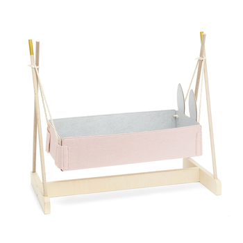 Skrallan 59cm Felt Rocking Cradle For 45cm Dolls Kids Toy 3y+