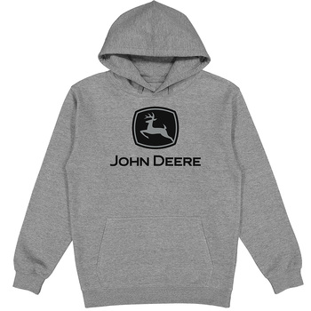 John Deere Men/Unisex Size L Logo Fleece Hoodie Grey 