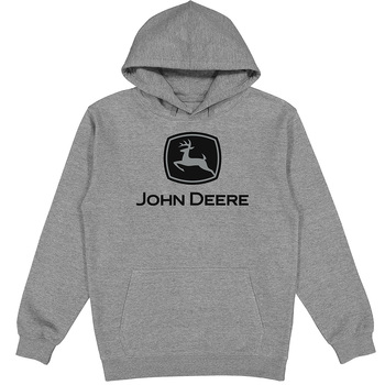 John Deere Men/Unisex Size XL Logo Fleece Hoodie Grey 