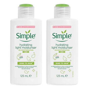 2PK Simple 125ml Hydrating Light Moisturiser Kind To Skin