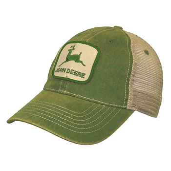 John Deere LP73336-JD Men's Stoned Washed Cap/Hat Green/Ivory