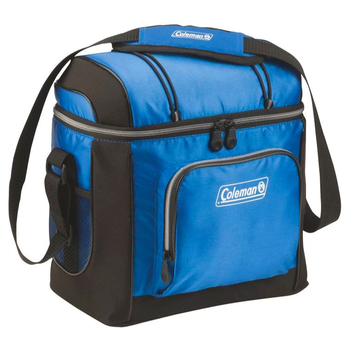 Coleman Outdoor 30 Can Soft Shell Cooler Insulated Camping Lunch Bag Blue