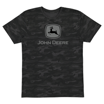 John Deere Mens/Unisex Size M Camo Logo Tee T-Shirt Black