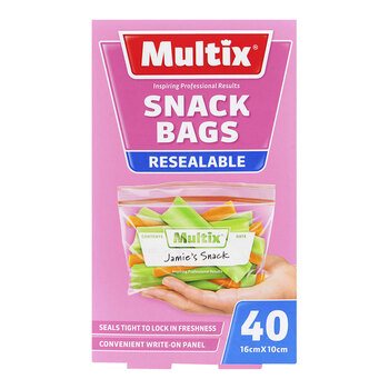 40pc Multix Snack Bags Resealable 16 x 10cm