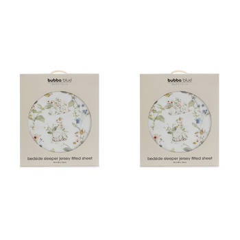 2PK Bubba Blue Sleeping Bunny Jersey Bedside Sleeper Fitted Sheet 54x88x10cm