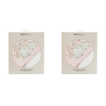 2PK Bubba Blue Children's Sleeping Bunny Hooded Towel Soft 75x75cm