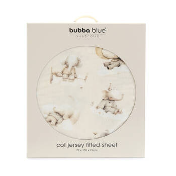 Bubba Blue Elephant Bedtime Jersey Cot Fitted Sheet 77x135x19cm