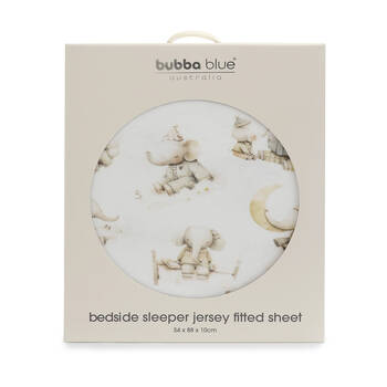 Bubba Blue Elephant Bedtime Jersey Bedside Sleeper Fitted Sheet 54x88x10cm